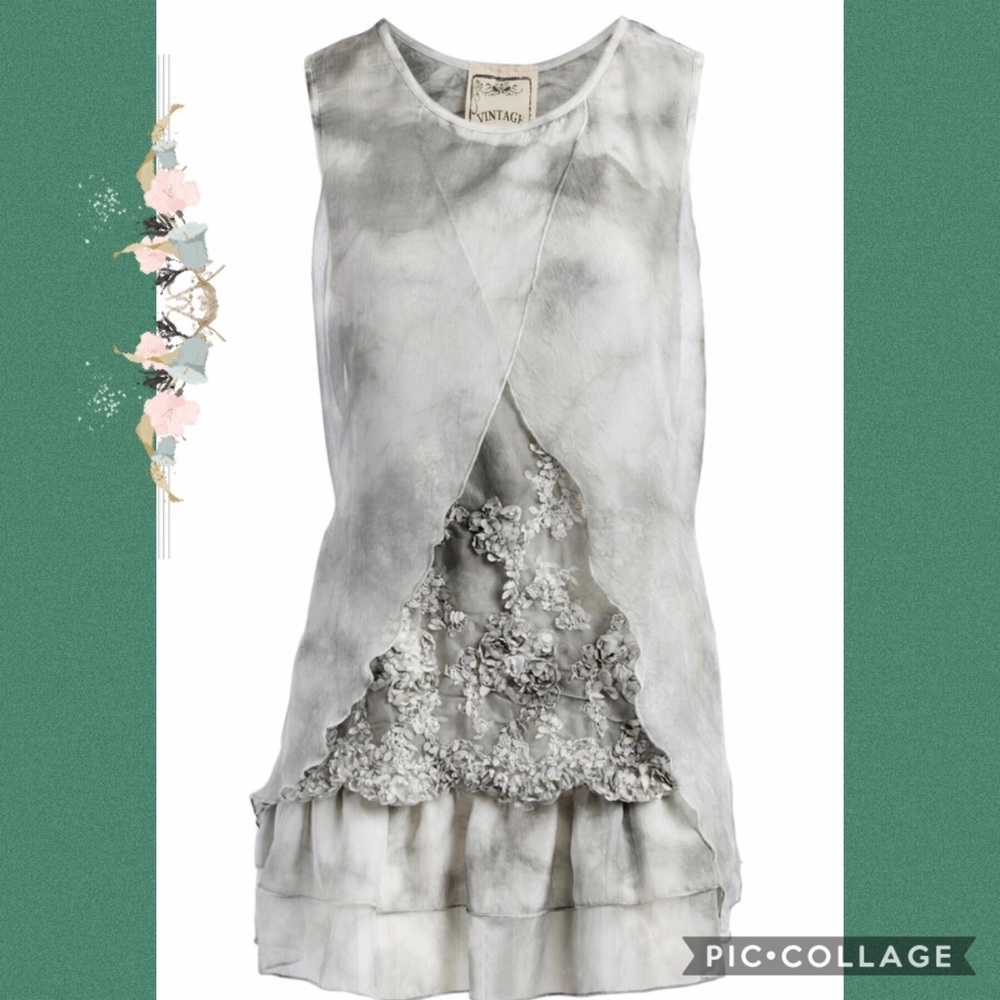 Gypsy Tunic Ruffle Lace Blouse NWT